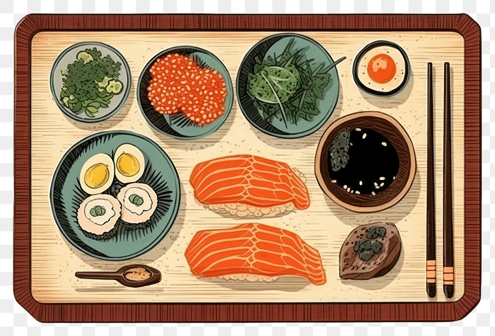 PNG Traditional japanese japanese food chopsticks plate arrangement.