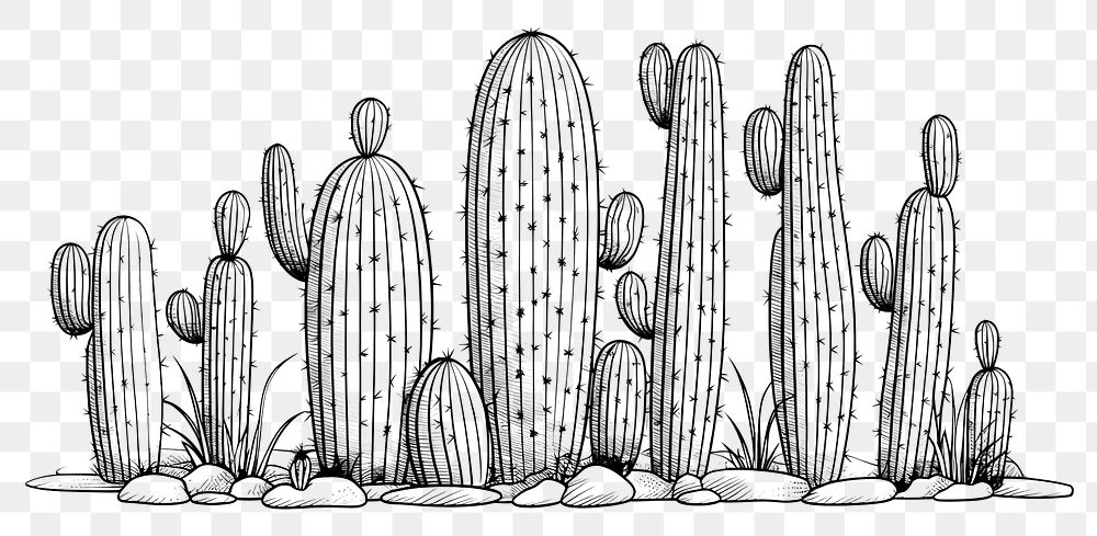 PNG A cactus sketch drawing plant.