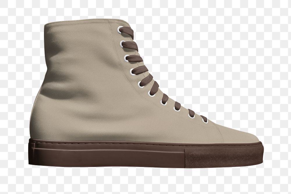 PNG greige high-top sneakers, transparent background