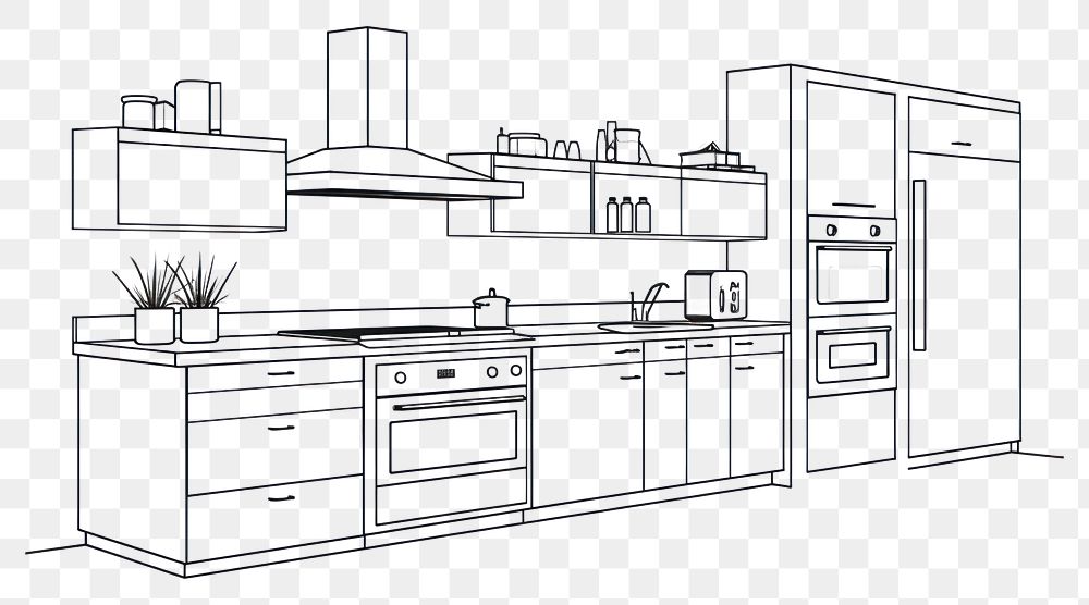 PNG Kitchen furniture cabinet sketch.