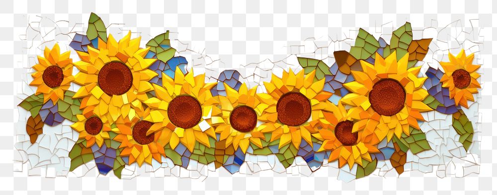 PNG Mosaic sunflowers frame art pattern plant.