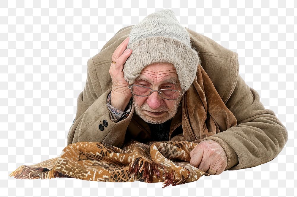 PNG Elderly person have a fever portrait adult photo.