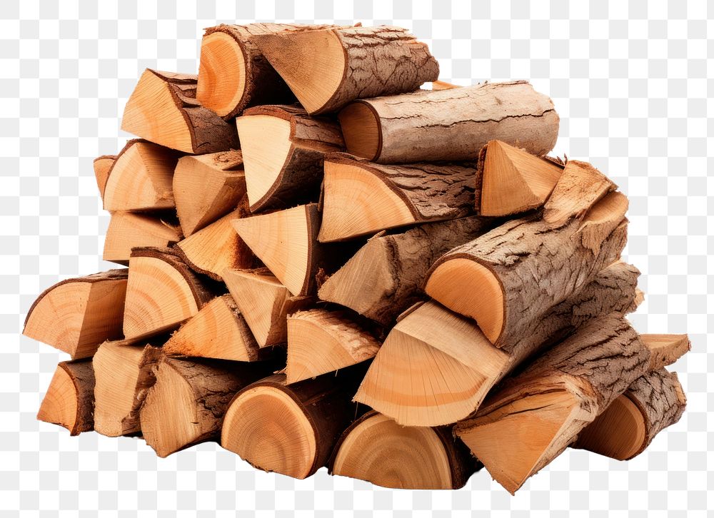 PNG Pile firewood lumber white background deforestation.