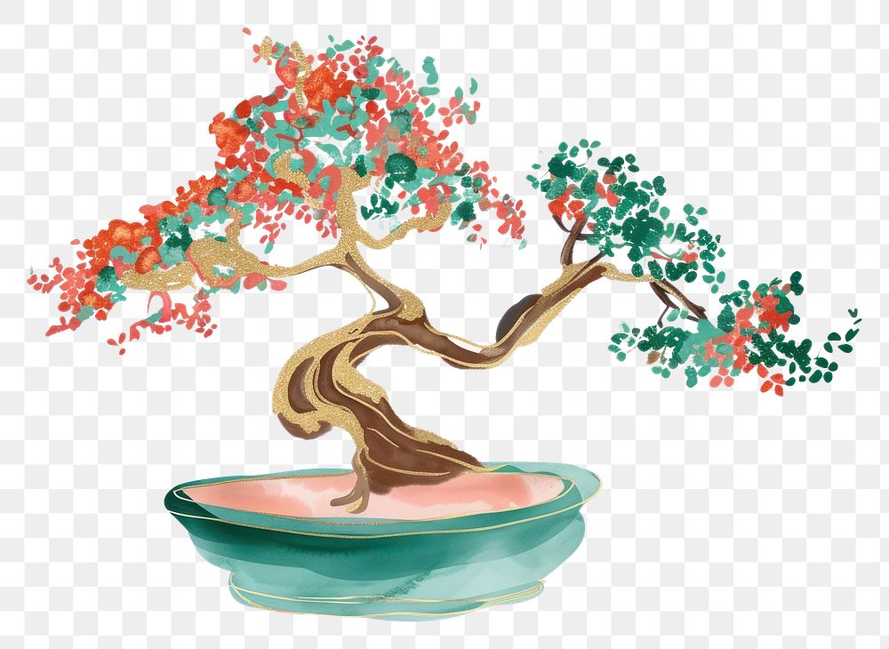 PNG Bonsai painting plant tree.