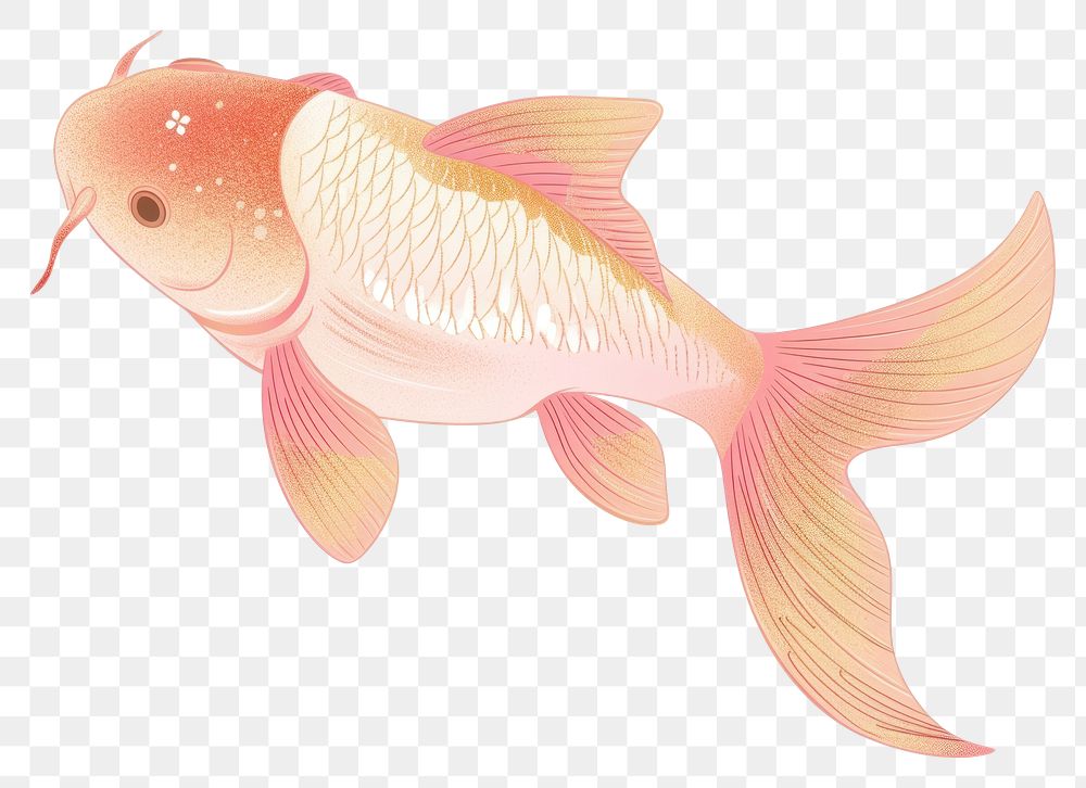 PNG Koi fish straight face goldfish animal white background.