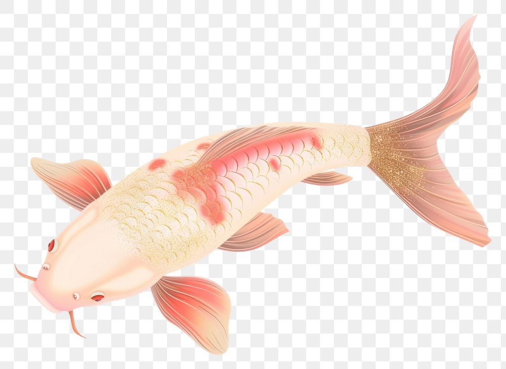 PNG Koi fish straight face animal white background underwater.