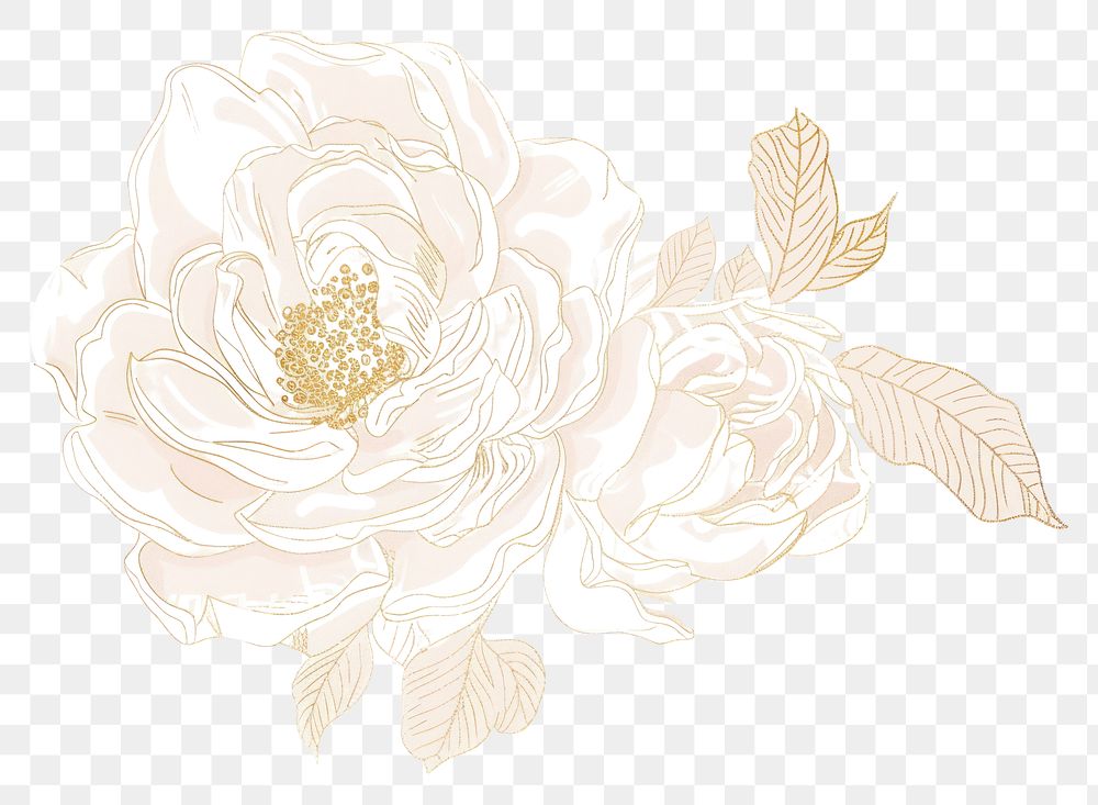 PNG Rose flower chinese pattern drawing sketch.