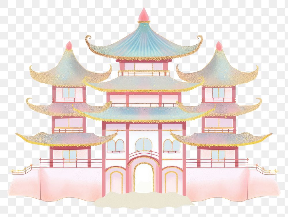 PNG Temple chinese element architecture building pagoda.