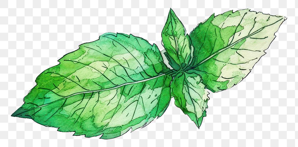PNG Mint leaf in style pen and ink sketch plant herbs.