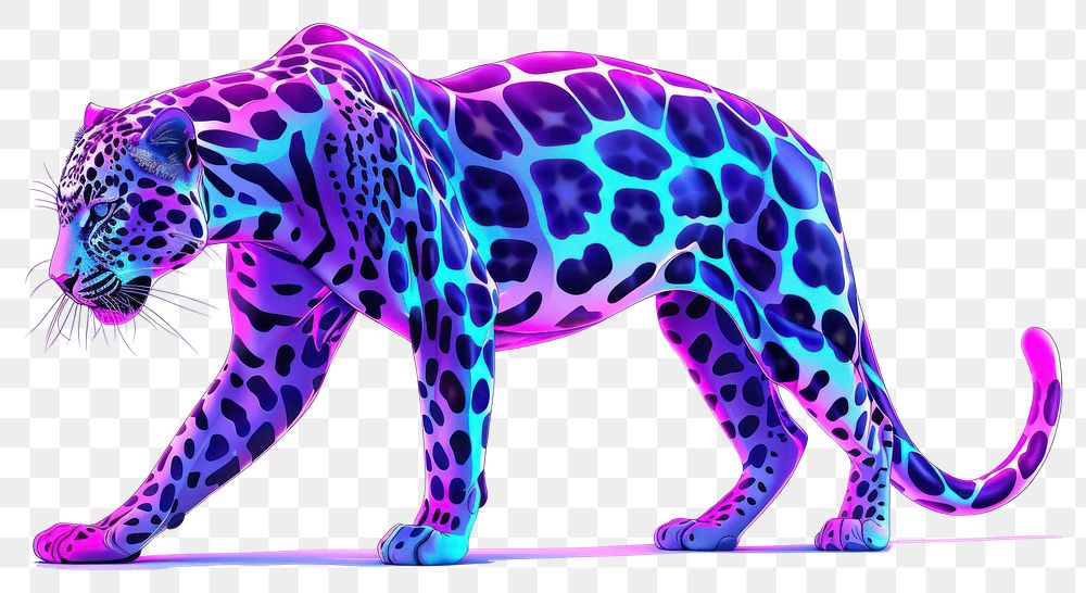 PNG Neon leopard wildlife animal mammal.