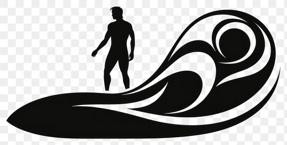 PNG Surfing silhouette adult logo.