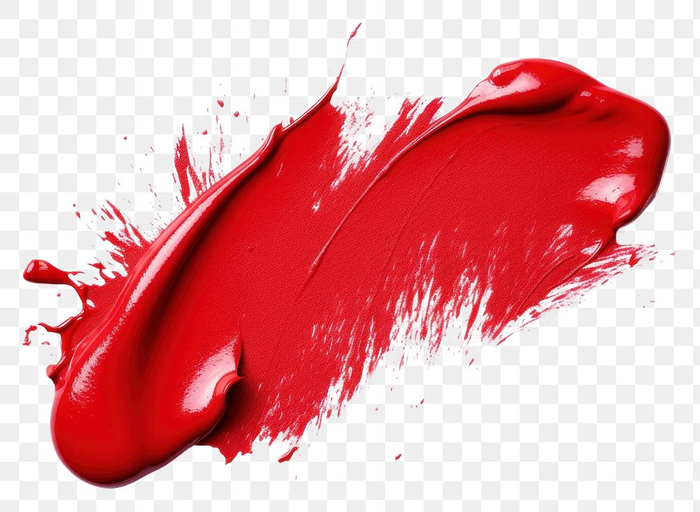 PNG Red polish lipstick white background splattered cosmetics.