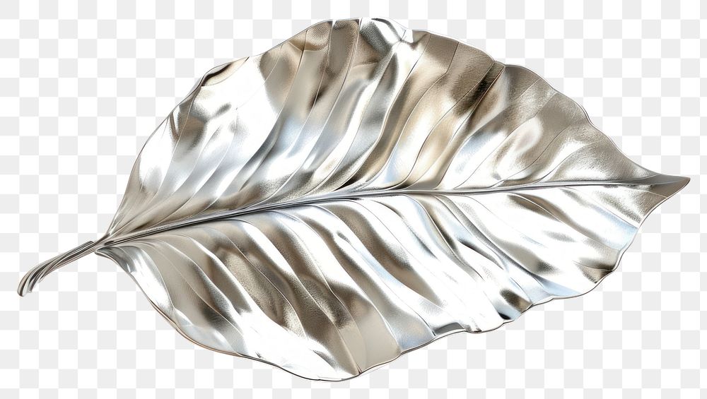 PNG Basic 3d solid tropical leave Chrome material jewelry silver plant.