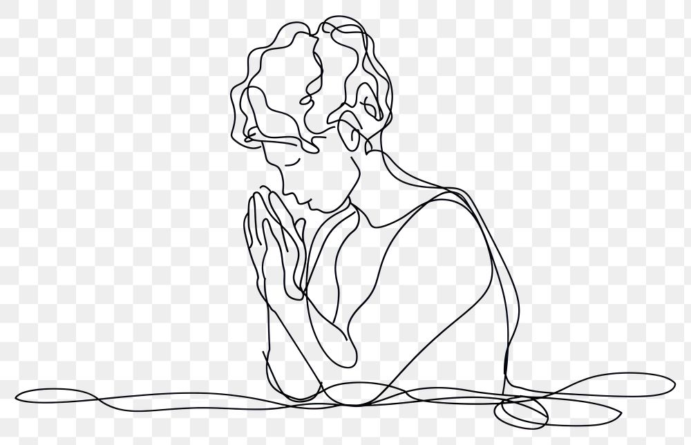 PNG Praying person drawing sketch doodle.