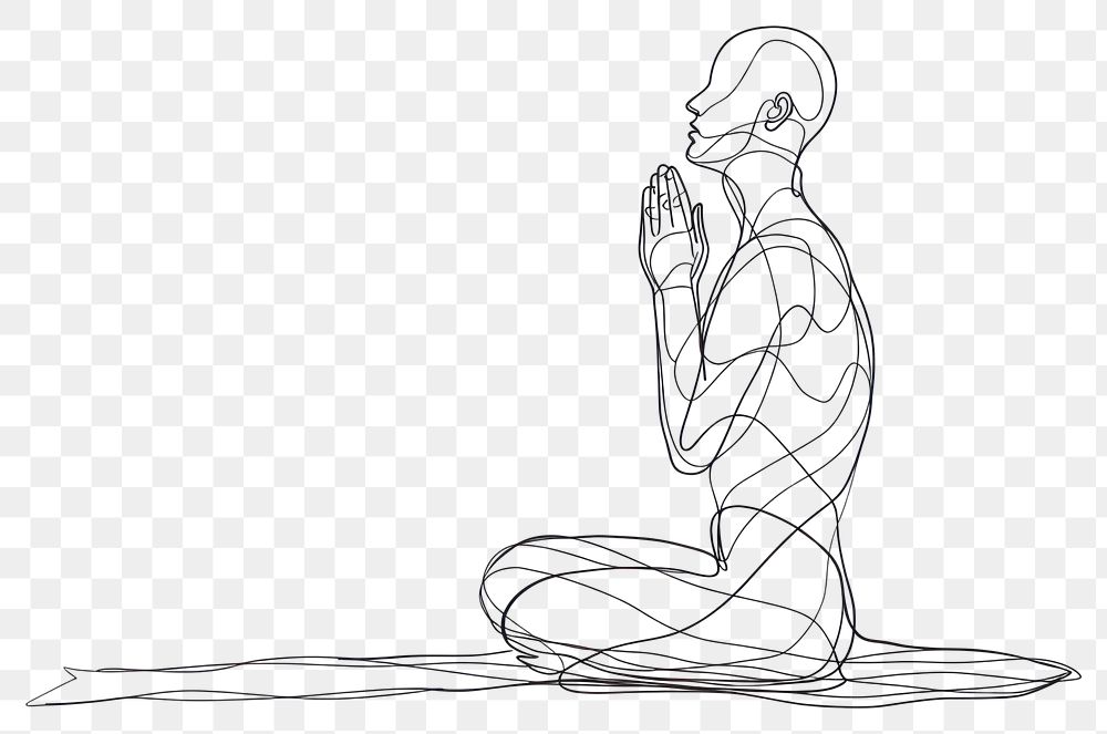 PNG Praying person drawing sketch line.