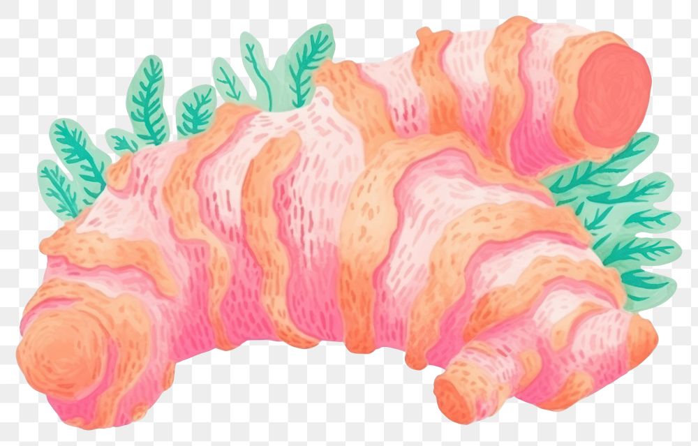 PNG Crayon texture illustration of a ginger root white background creativity croissant.