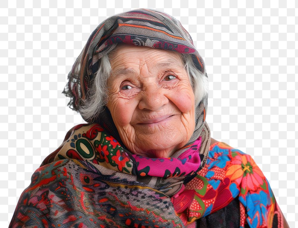 PNG Old women smile adult scarf.