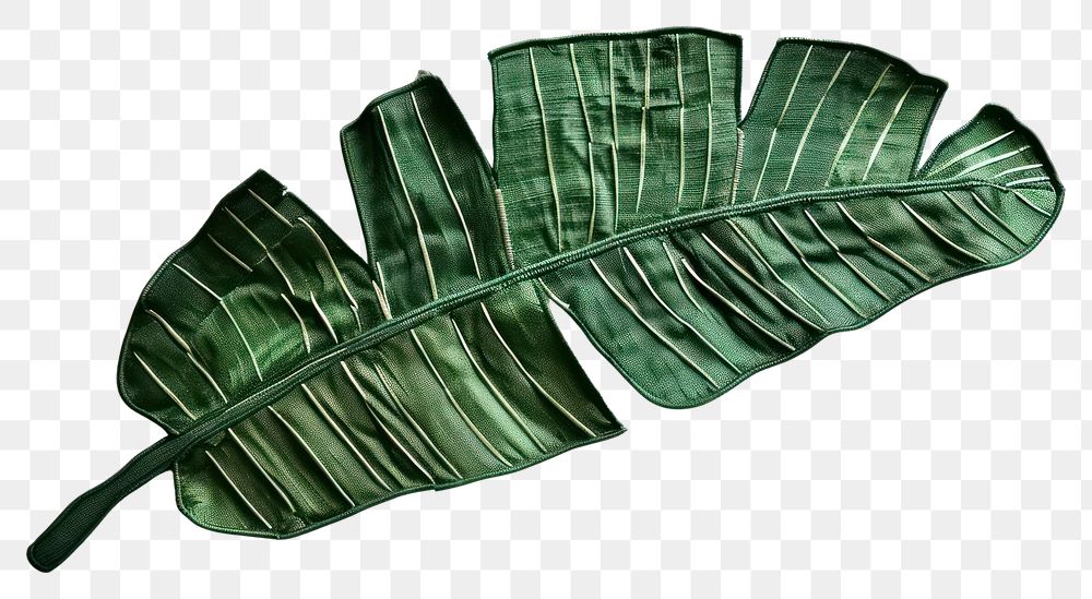 PNG A banana leaf in embroidery style plant accessories freshness.
