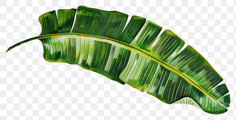 PNG A banana leaf in embroidery style plant pattern nature.