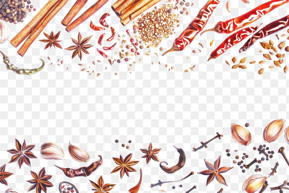 PNG Vintage drawing spices food backgrounds celebration.