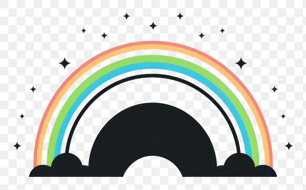 PNG Surreal aesthetic rainbow logo line sky creativity.