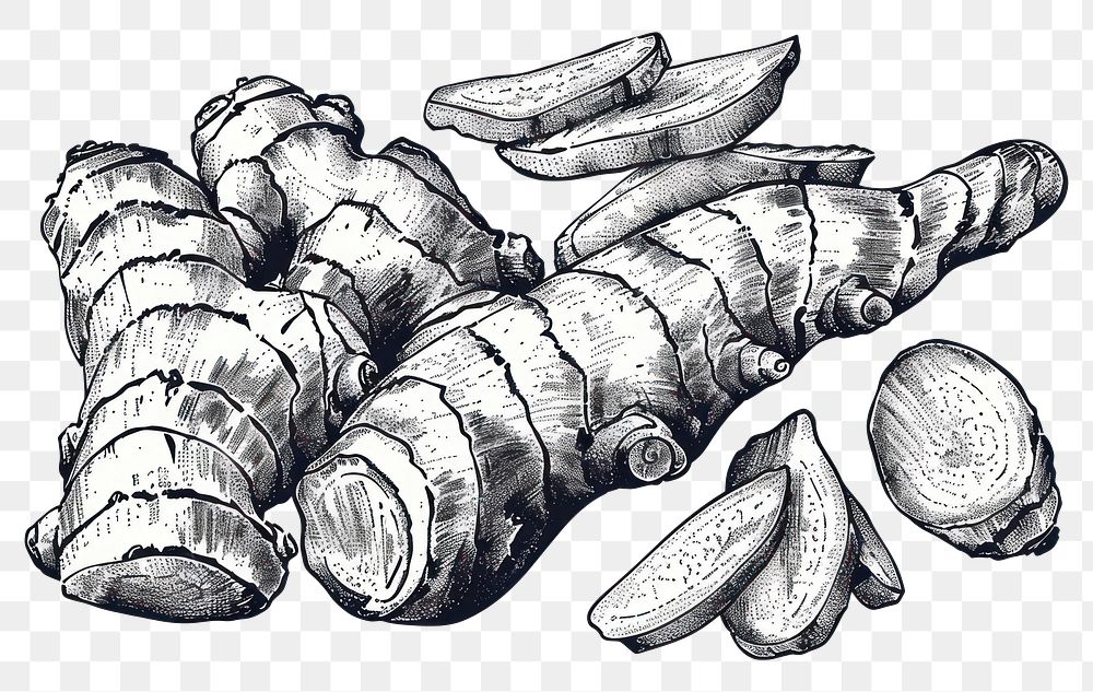 PNG Vector hand drawn ginger pieces drawing sketch spice.