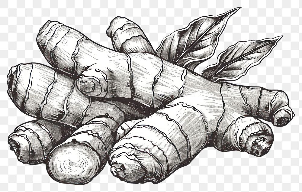 PNG Vector hand drawn Ginger Root drawing sketch ginger.