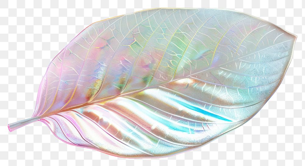 PNG 3d render of tropical leave holographic glass color jewelry plant petal.
