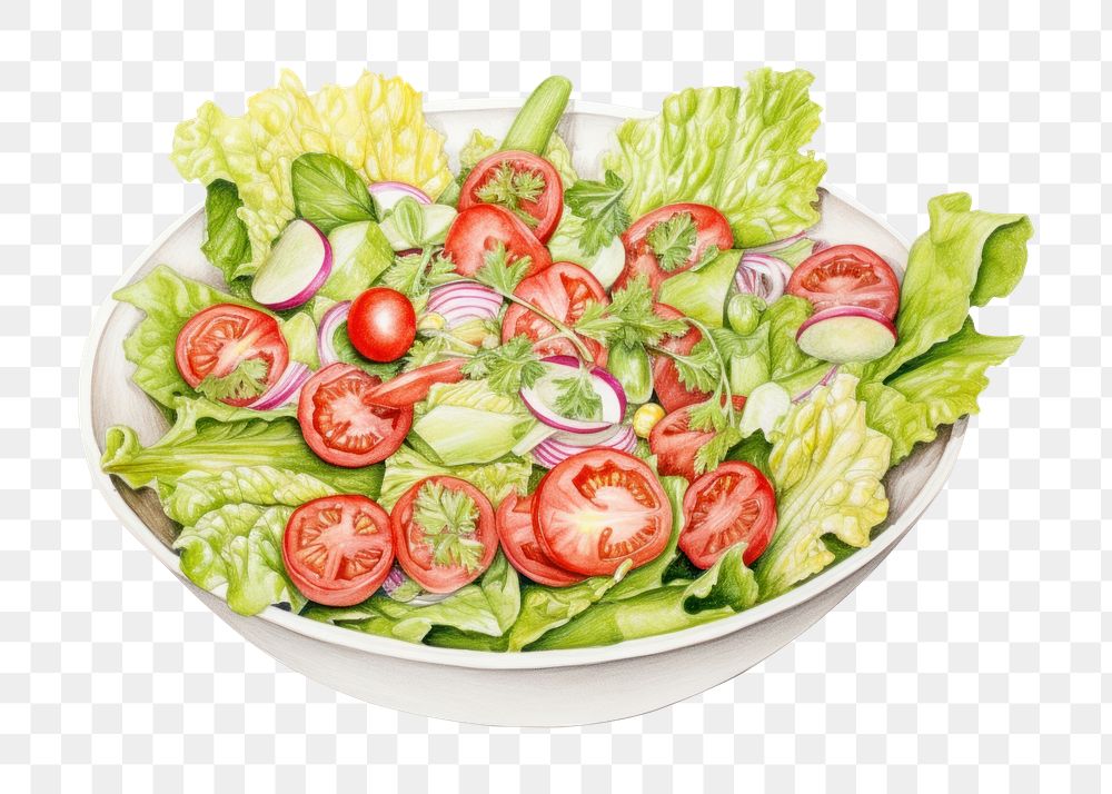 PNG Salad vegetable lettuce plate.