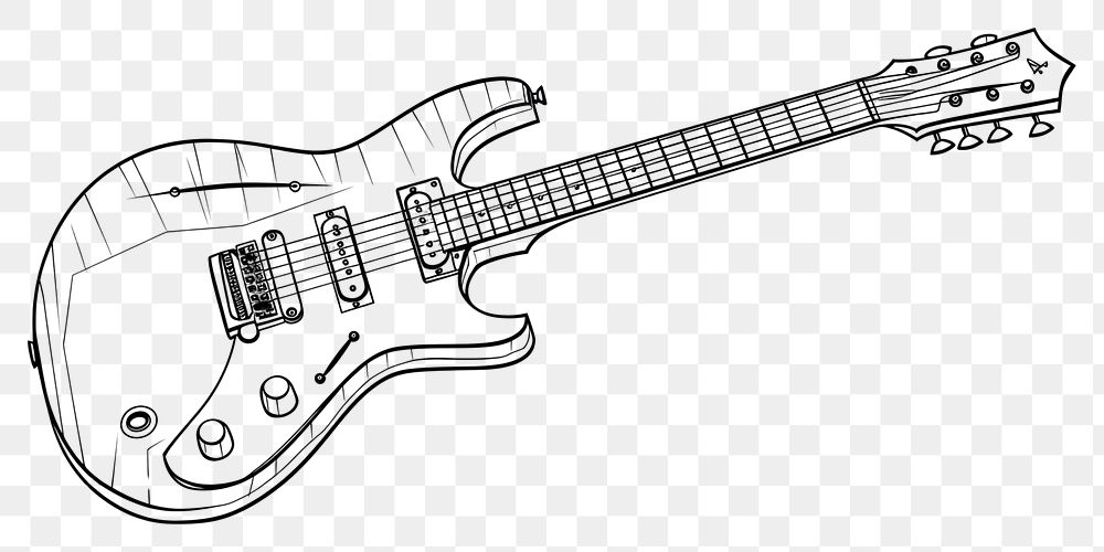 PNG Guitar fretboard cartoon drawing.