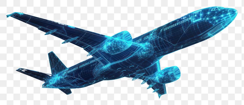 PNG  Glowing wireframe of air plane futuristic aircraft vehicle.