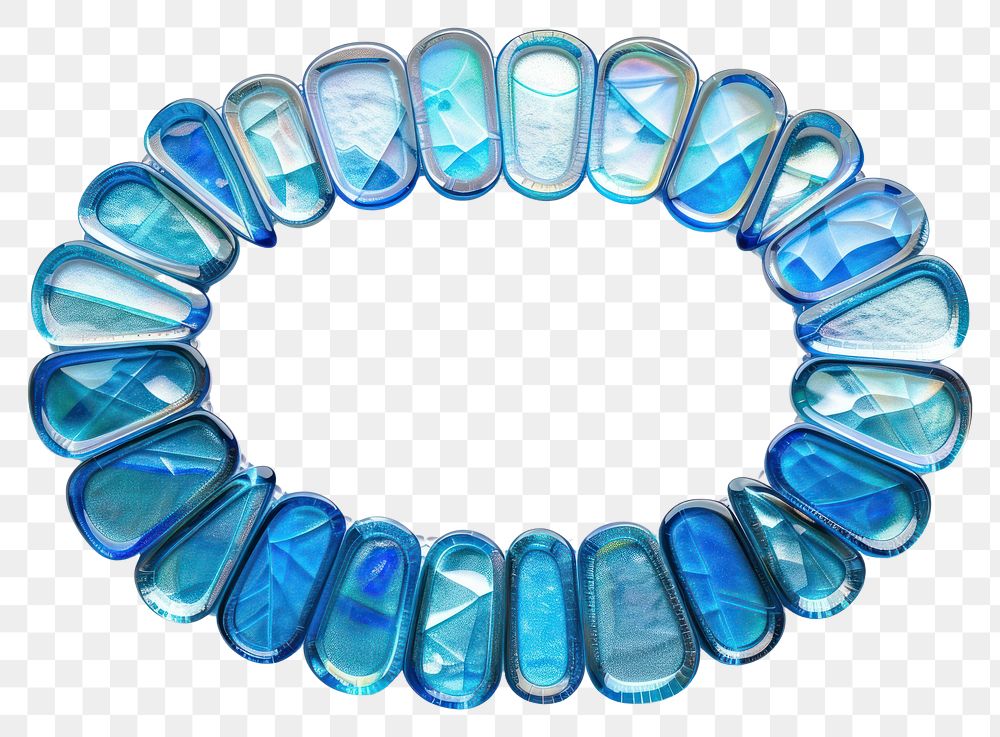 PNG Blue iridescent oval turquoise bracelet gemstone.