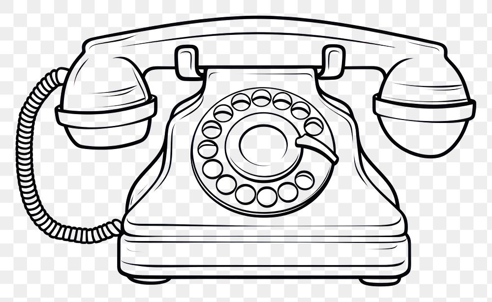 PNG Retro phone outline sketch electronics technology telephone.