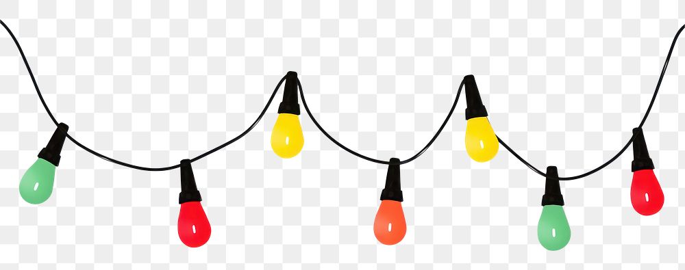 PNG Colorful christmas light string lightbulb line white background.