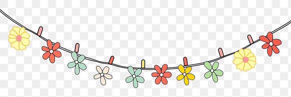 PNG Colorful flower light string petal line white background.