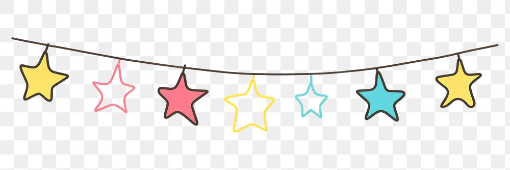 PNG Colorful star light string line white background illuminated.