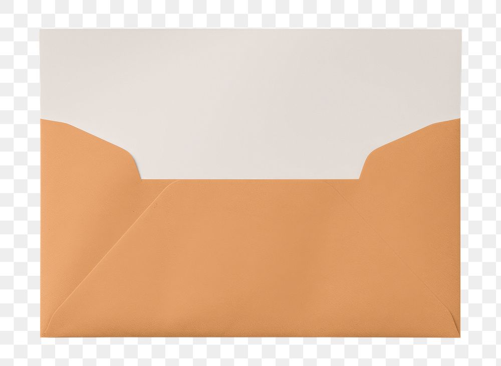 Blank invitation card in brown envelope png, transparent background