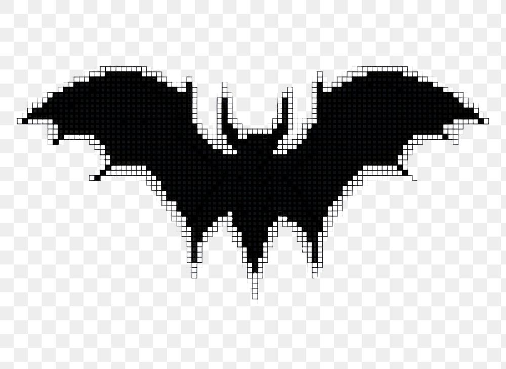 PNG  Cross stitch bat text creativity pixelated.