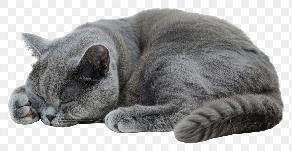 PNG Beautiful grey cat sleeping animal mammal.