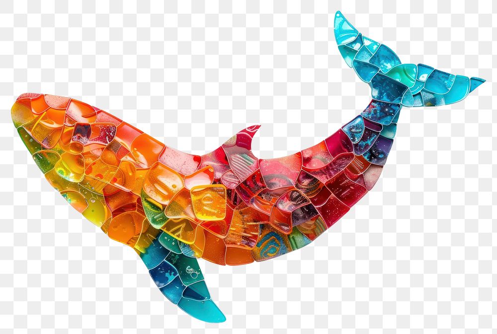PNG Whale made from polyethylene shape art white background.