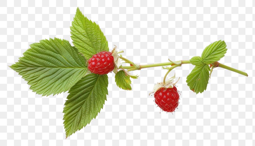 PNG Raspberry with leaves raspberry fruit plant.