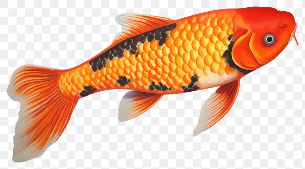 PNG Koi fish goldfish animal white background.