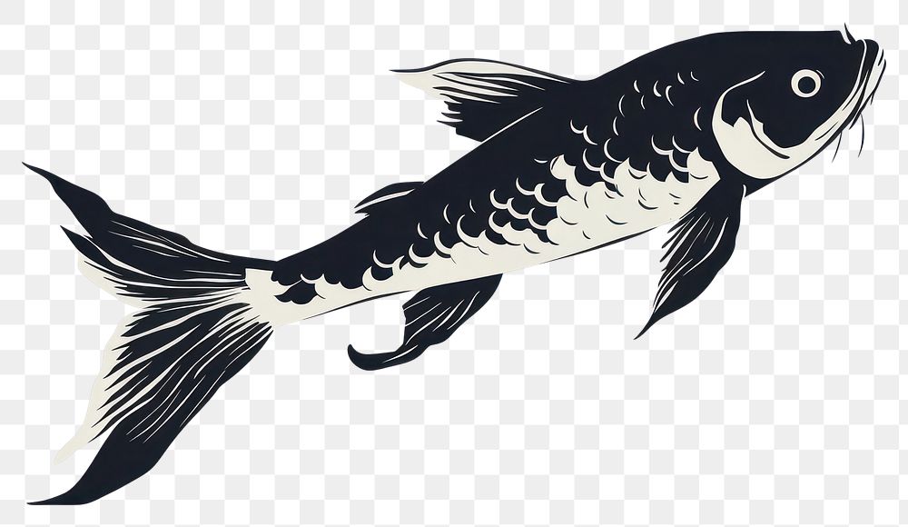 PNG Black and white koi fish animal black white background.
