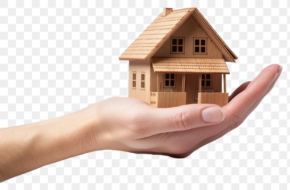 PNG Hand holding simple model house architecture building finger.