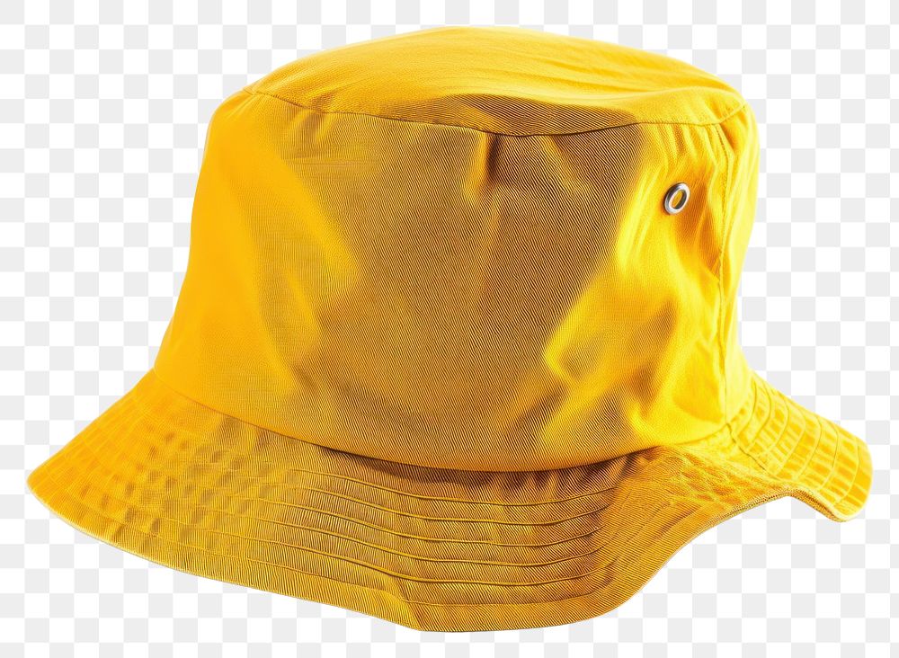 PNG Yellow bucket hat white background headwear headgear.