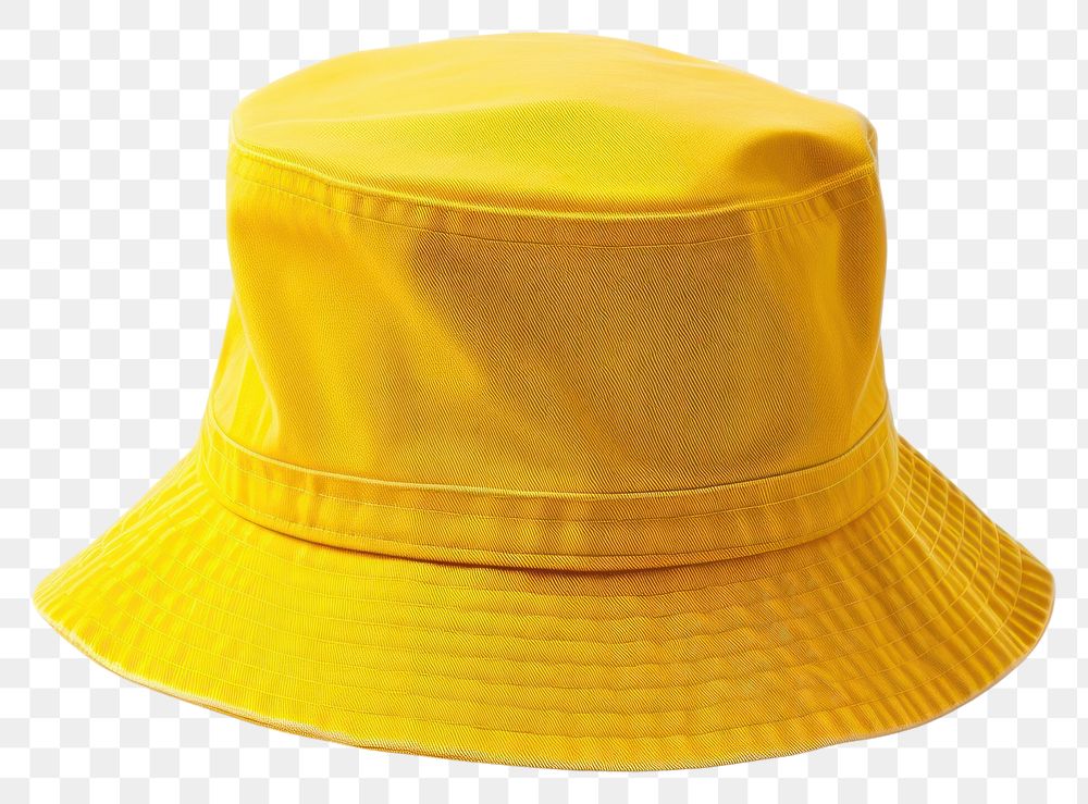 PNG Yellow bucket hat white background protection headwear.