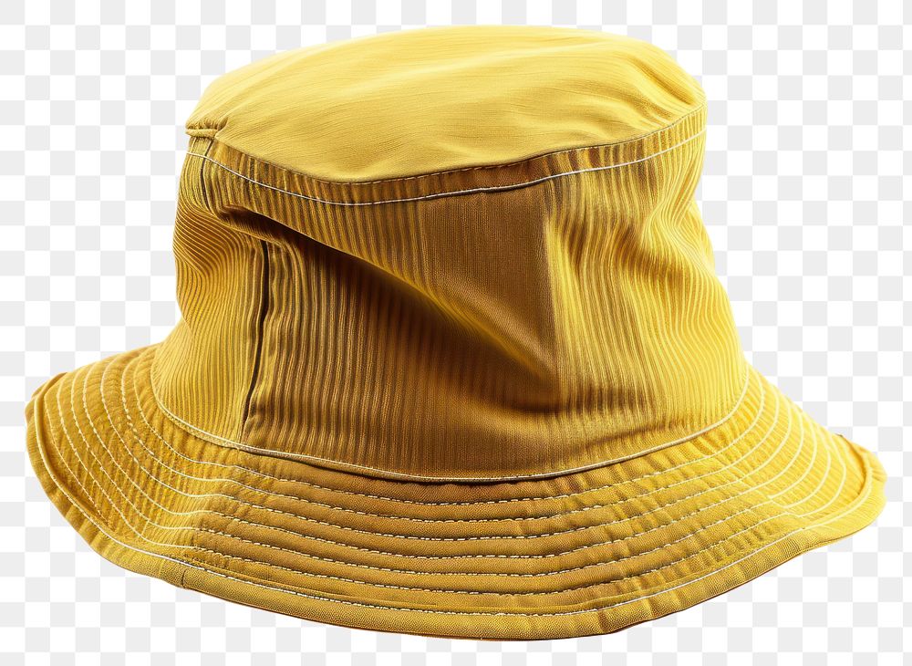 PNG Yellow bucket hat white background headwear headgear.