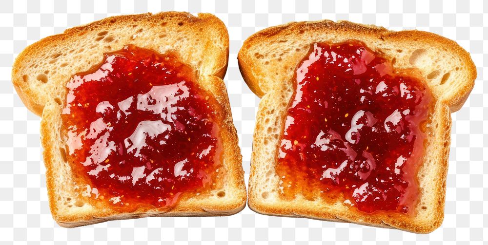 PNG Tasty toasted bread with jam ketchup food white background.