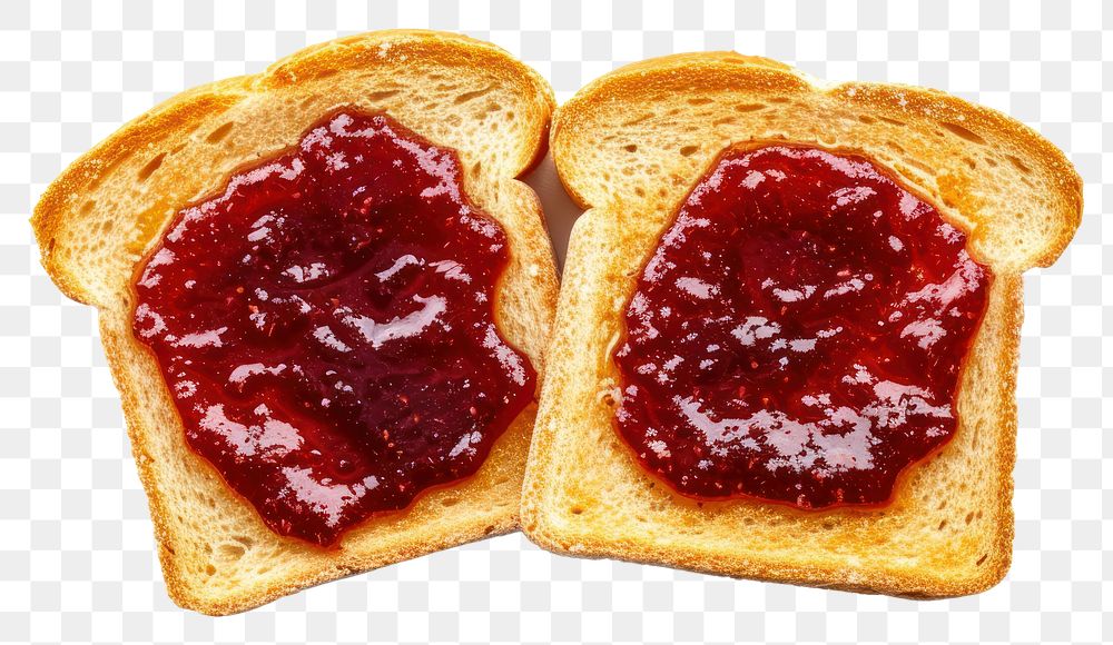 PNG Tasty toasted bread with jam food white background strawberry.