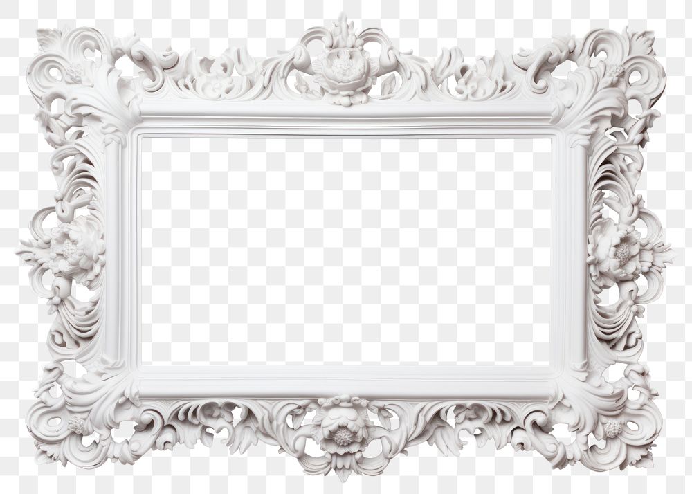 PNG White picture frame vintage mirror architecture decoration.